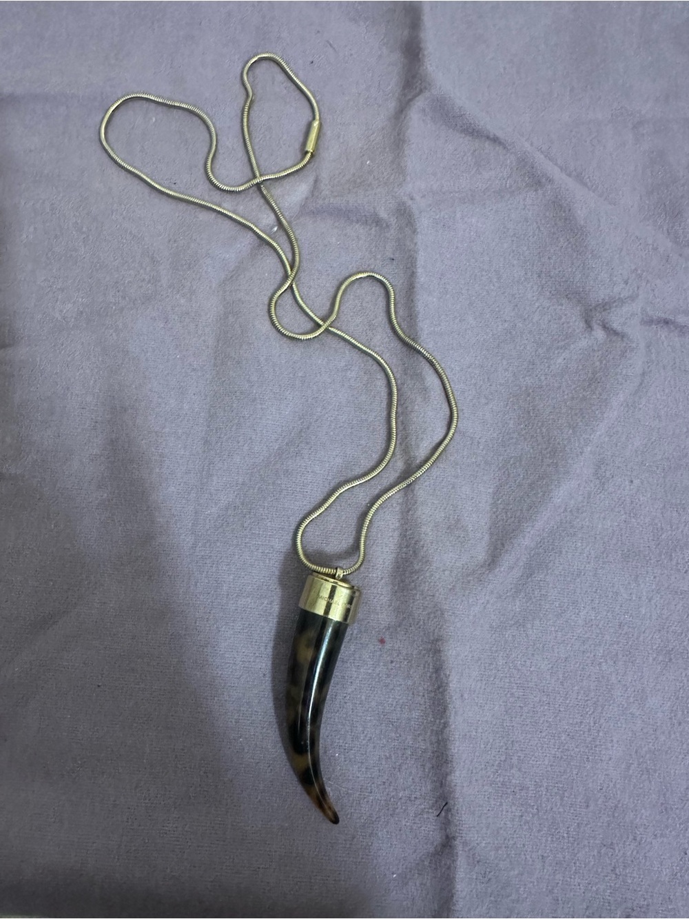 Michael Kors Gold-Tone Horn Pendant Necklace - Brown Tortoiseshell Accent